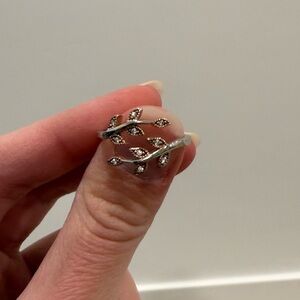 Rose Gold and Silver Adjustable Leaf Ring